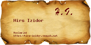 Hirs Izidor névjegykártya